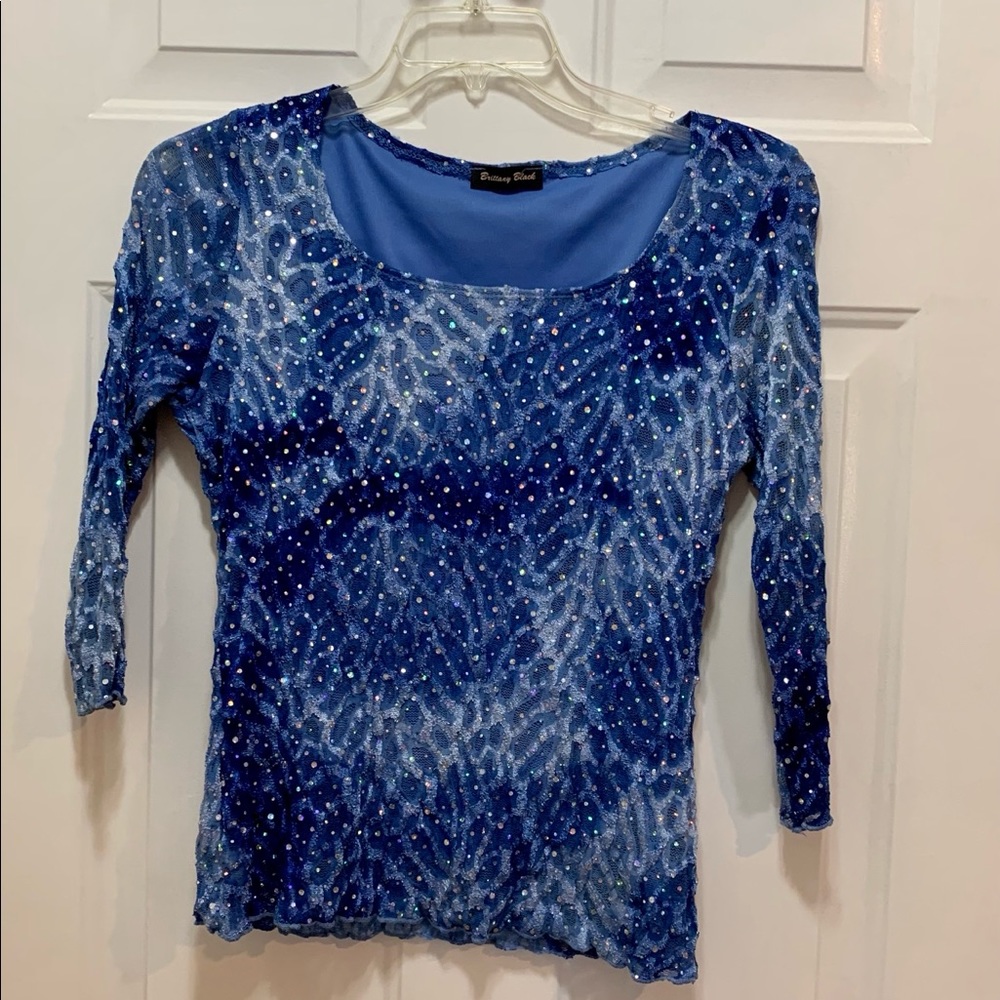 Juniors Lacy Electric Blue Dress Top